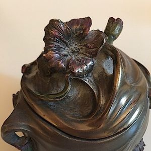 Art Nouveau Flower Jewelry Box Decor Trinket Tray Accent